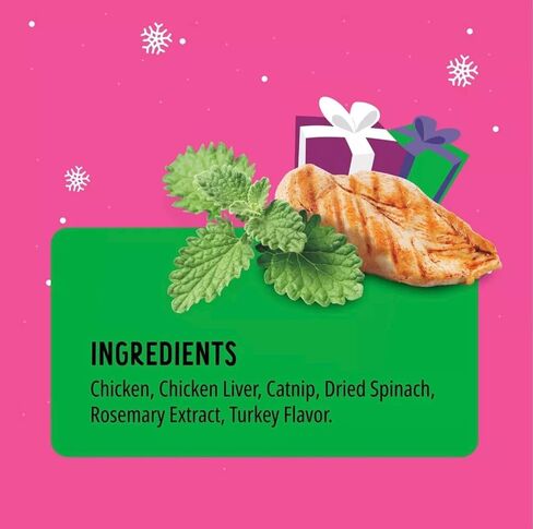Bonkers Purrpops Christmas Themed Limited Edition Holiday Chicken Flavor Freeze-Dried Licks Cat Treats Catnip & Turkey Flavor - 5 Pack with 1 Cat Pom Pom Balls Toy in Saudi Arabia
