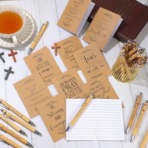Fuutreo Christian Gift Notebooks Bible Verse Prayer Journals Religious Inspirational Notebook Scripture Mini Pocket Notepad Bible Ballpoint Pen Bible Study Gifts for Church Men Women(60 Pcs) in Kuwait