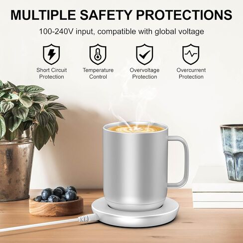 Charging Coaster 2 Compatible with Embo Temperature Control Smart Mug 2 and 1 - Mug Power Cord - Charger Dock Base for Wireless Warmer Cup Accessories (Silver White) in Saudi Arabia