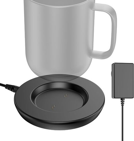 Charging Coaster 2 Compatible with Embo Temperature Control Smart Mug 2 and 1 - Mug Power Cord - Charger Dock Base for Wireless Warmer Cup Accessories (Silver White) in Saudi Arabia