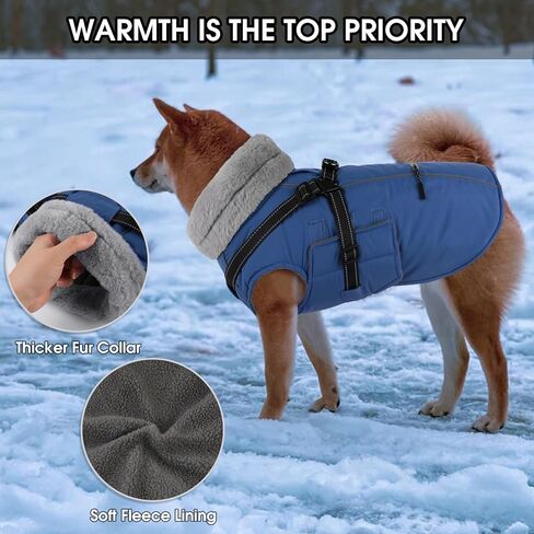 PETDSH Dog Coat Medium, Built-in Harness Dog Jacket with Warm Fleece Lining, Waterproof Reflective Dogs Winter Coat, Pet Coats with Pocket and Trash Bags (Pink, Medium) in Saudi Arabia