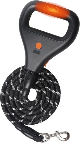 Rrechargeable Heated Dog Leash, Highly Reflective Threads Leash Rope with Rechargeable Hand Warmer for Medium Large Dogs, 1/2 inch - M in Kuwait