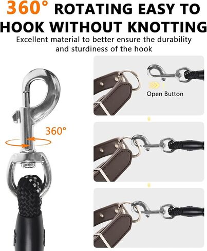 Rrechargeable Heated Dog Leash, Highly Reflective Threads Leash Rope with Rechargeable Hand Warmer for Medium Large Dogs, 1/2 inch - M in Kuwait