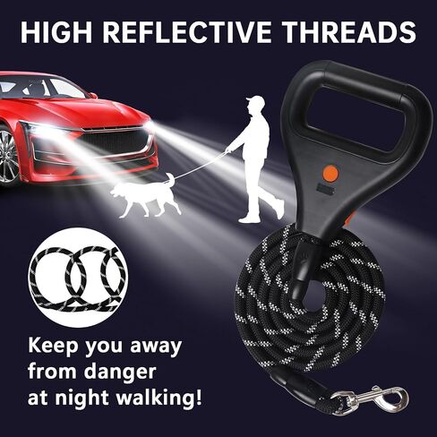 Rrechargeable Heated Dog Leash, Highly Reflective Threads Leash Rope with Rechargeable Hand Warmer for Medium Large Dogs, 1/2 inch - M in Kuwait