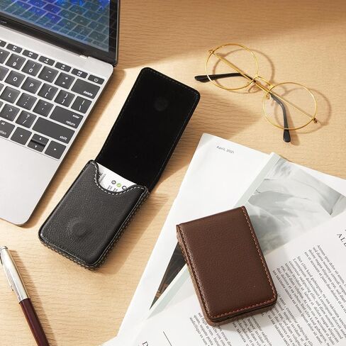 Outus 4 Pieces Business Card Case RFID Blocking Wallet Credit Card Holder Minimalist PU Leather Slim Flip Name Card Wallet with Magnetic Shut for Men Women, 4 Colors in Kuwait