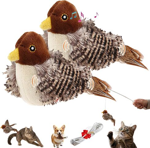 Cat Meowdy Bird Toy, Catmeowdy Bird, Toys Rechargeable Flapping Sparrow, Lifelike Chirp Tweet, Touch Activated Kitten Interactive Cat Exercise Toys for All Breeds (Voice-Emitting Style) in Saudi Arabia