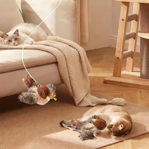 Cat Meowdy Bird Toy, Catmeowdy Bird, Toys Rechargeable Flapping Sparrow, Lifelike Chirp Tweet, Touch Activated Kitten Interactive Cat Exercise Toys for All Breeds (Voice-Emitting Style) in Saudi Arabia