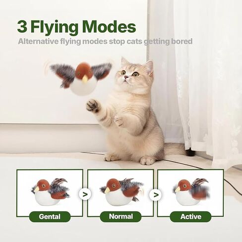 Cat Meowdy Bird Toy, Catmeowdy Bird, Toys Rechargeable Flapping Sparrow, Lifelike Chirp Tweet, Touch Activated Kitten Interactive Cat Exercise Toys for All Breeds (Voice-Emitting Style) in Saudi Arabia
