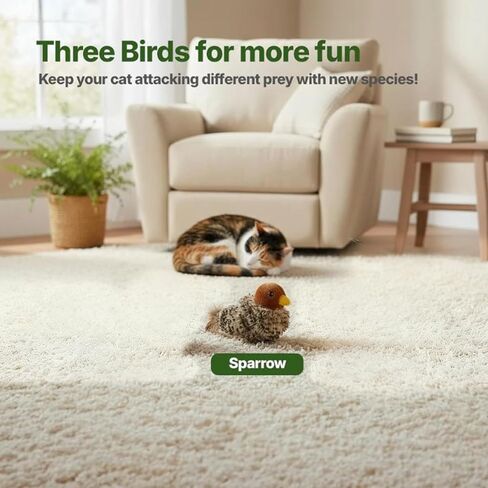 Cat Meowdy Bird Toy, Catmeowdy Bird, Toys Rechargeable Flapping Sparrow, Lifelike Chirp Tweet, Touch Activated Kitten Interactive Cat Exercise Toys for All Breeds (Voice-Emitting Style) in Saudi Arabia