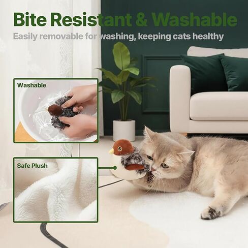 Cat Meowdy Bird Toy, Catmeowdy Bird, Toys Rechargeable Flapping Sparrow, Lifelike Chirp Tweet, Touch Activated Kitten Interactive Cat Exercise Toys for All Breeds (Voice-Emitting Style) in Saudi Arabia