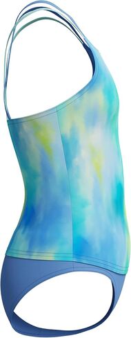 Speedo Girls' Swimsuit Two Piece Tankini Thin Strap, Wavy Enamel Blue, 7 in Kuwait