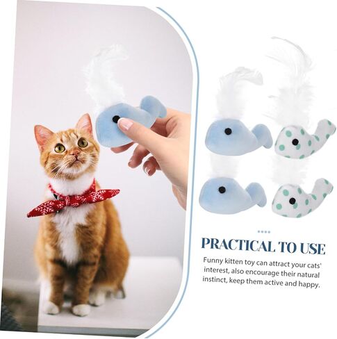 4pcs Plush Whale Cat for Indoor Cats Chew with Ultra Soft Kitten Playmates to Stimulate Instinct and Reduce Loneliness Safe Non-Fading Materials Blue and Green in Saudi Arabia