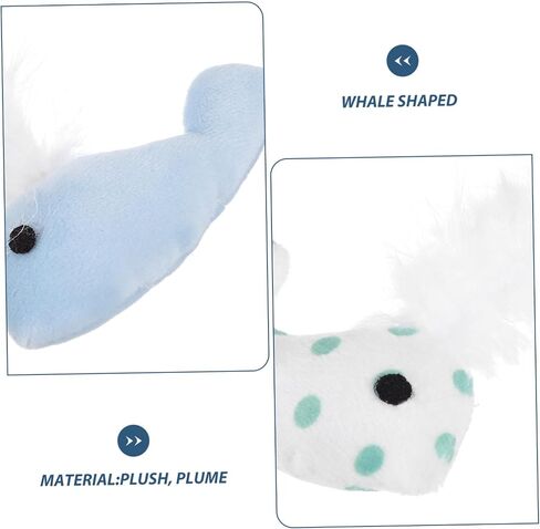 4pcs Plush Whale Cat for Indoor Cats Chew with Ultra Soft Kitten Playmates to Stimulate Instinct and Reduce Loneliness Safe Non-Fading Materials Blue and Green in Saudi Arabia