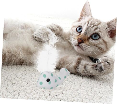 4pcs Plush Whale Cat for Indoor Cats Chew with Ultra Soft Kitten Playmates to Stimulate Instinct and Reduce Loneliness Safe Non-Fading Materials Blue and Green in Saudi Arabia