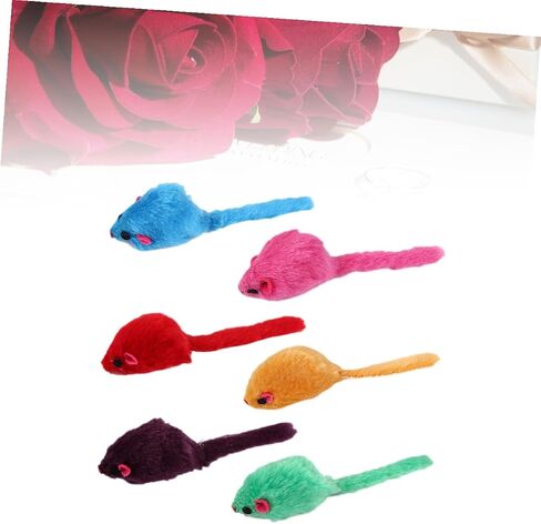 12Pcs Plush Mouse Cat with Realistic Squeaking Sound Bite-Resistant Pet for Cats and Kittens Washable Soft Chew-Resistant Play Favors to Protect Furniture Random Color in Saudi Arabia