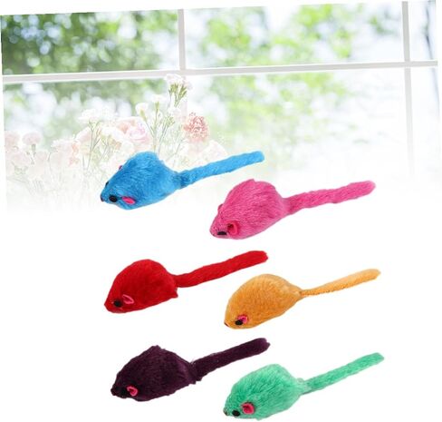 12Pcs Plush Mouse Cat with Realistic Squeaking Sound Bite-Resistant Pet for Cats and Kittens Washable Soft Chew-Resistant Play Favors to Protect Furniture Random Color in Saudi Arabia