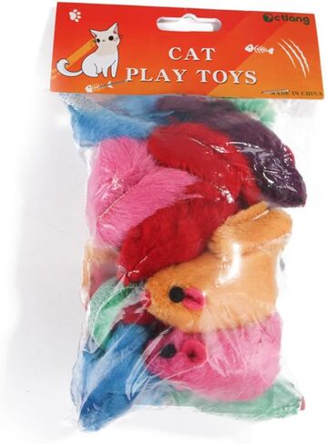 12Pcs Plush Mouse Cat with Realistic Squeaking Sound Bite-Resistant Pet for Cats and Kittens Washable Soft Chew-Resistant Play Favors to Protect Furniture Random Color in Saudi Arabia