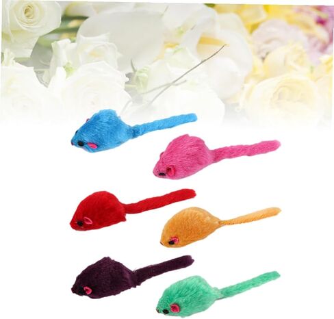 12Pcs Plush Mouse Cat with Realistic Squeaking Sound Bite-Resistant Pet for Cats and Kittens Washable Soft Chew-Resistant Play Favors to Protect Furniture Random Color in Saudi Arabia
