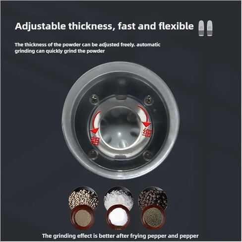مطحنة ملح وفلفل كهربائية قابلة لإعادة الشحن عبر USB، خشونة قابلة للتعديل، مطحنة توابل ذات سعة كبيرة، طبخ المطبخ (مجموعة سوداء) in Kuwait