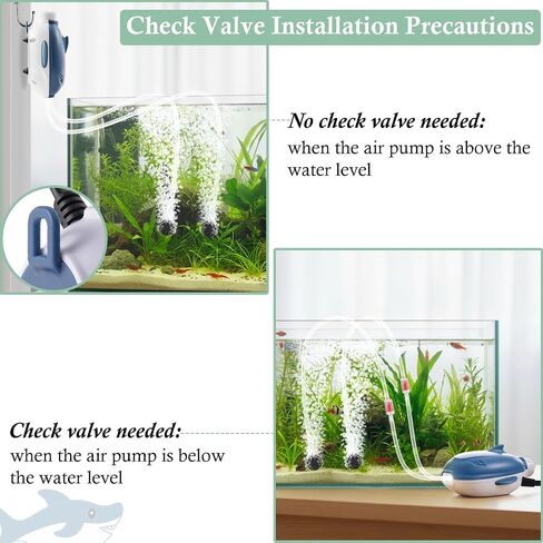 Dirvin 2W 2.5W Silent Aquarium Air Pump -Dual Motor 45GPH/70GPH Small Oxygen Pump, Adjustable Aquarium Aerator with Accessories for Up to 80 Gallon Fish Tank in Kuwait