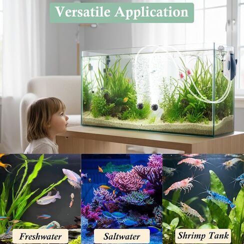 Dirvin 2W 2.5W Silent Aquarium Air Pump -Dual Motor 45GPH/70GPH Small Oxygen Pump, Adjustable Aquarium Aerator with Accessories for Up to 80 Gallon Fish Tank in Kuwait