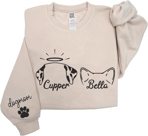 سويت شيرت مطرز من LOVELYPOD، هدية لمحبي الفراء، أنماط مخصصة للحيوانات الأليفة مع اسم على الأكمام in Kuwait