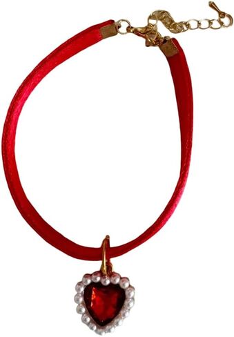 Stylish Pet Collar with Pearl Heart Pendant Adjustable Breakaway Collar for Cats Small Dogs, Ideal for Daily Walks, Outdoor Adventures, Pet Parties in Saudi Arabia
