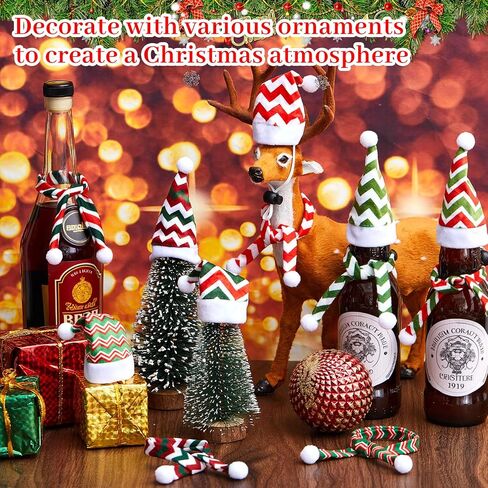 Weewooday 12 Pcs Mini Christmas Pet Santa Hat Scarf Set Adult Xmas Small Animal Tiny Santa Hat with Adjustable Chin Strap for Chicken Cat Dog Hamster Guinea Gift (Small,Ripple Style) in Saudi Arabia