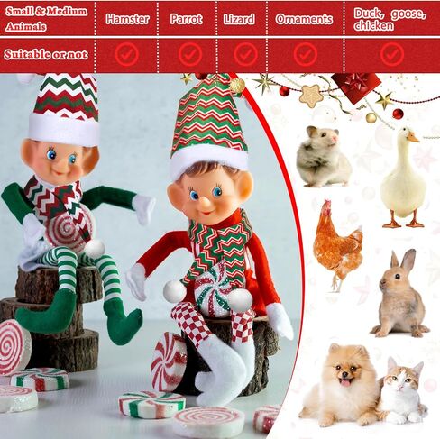 Weewooday 12 Pcs Mini Christmas Pet Santa Hat Scarf Set Adult Xmas Small Animal Tiny Santa Hat with Adjustable Chin Strap for Chicken Cat Dog Hamster Guinea Gift (Small,Ripple Style) in Saudi Arabia