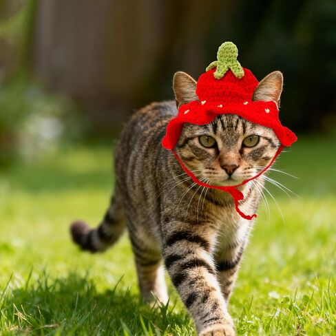 Cat Hat, Cute Flower Crochet Cat Hat Knitted Costume Headwear for Kitten Dog Puppy Pet Halloween Christmas Small Knit Cap Clothes Decoration (Pink) in Saudi Arabia