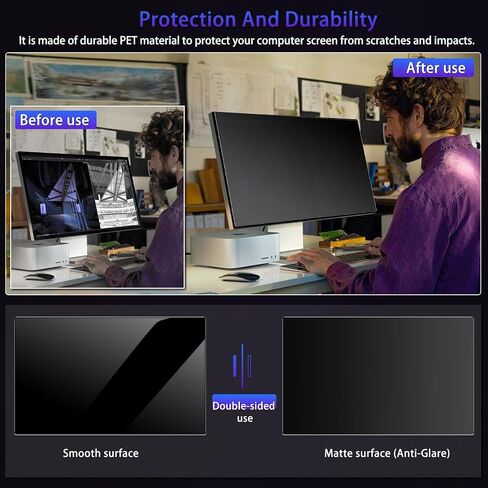 17" Privacy Screen Computer for 16:10 Aspect Ratio, 2-Sided Removable Anti-Peeping/Anti-Glare, Blue Light Block, UV Protect, Reduce Strain, Anti-Scratch, Fits 17-inch 16:10 Protector Film in Kuwait
