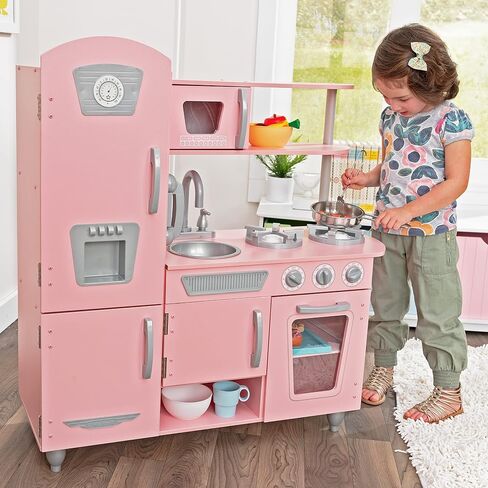 KidKraft Vintage Wooden Play Kitchen with Pretend Ice Maker and Play Phone, Blue in Kuwait