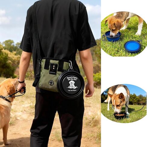 حقيبة علاج الكلاب لتدريب الحيوانات الأليفة، وحقائب علاج الكلاب ومجموعة أوعية الكلاب القابلة للطي للقطط والكلاب للمشي في الهواء الطلق والسفر. in Kuwait
