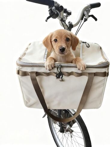 Dog Bike Basket Front Rack Mount, Aluminum Alloy Pet Carrier with Handle and Zippered Pocket, Top Access, Fits 2-Hole & 3-Hole Front Block Pig Nose Systems On Folding Bikes in Saudi Arabia