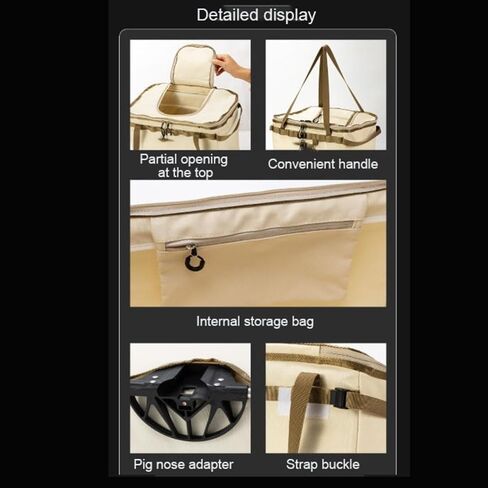 سلة أمامية للحيوانات الأليفة للدراجة مع إطار ثابت من سبائك الألومنيوم، حامل دراجة للكلاب للحيوانات الأليفة الصغيرة، فتحة علوية، جيب ومقبض، متوافقة مع محول أنف الخنزير ذو الفتحتين/3 فتحات in Kuwait