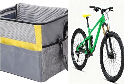 Front Bike Basket for Dogs, Pet Bike Carrier, Small Dog Bicycle Seat with Safety Leash & Pockets, 15"x11"x12", Up to 16.5 Lb in Saudi Arabia