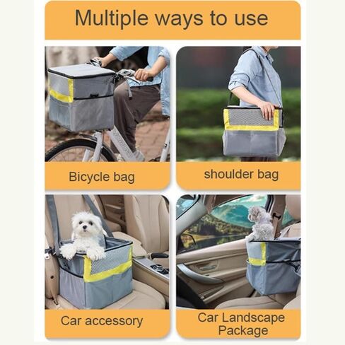 Front Bike Basket for Dogs, Pet Bike Carrier, Small Dog Bicycle Seat with Safety Leash & Pockets, 15"x11"x12", Up to 16.5 Lb in Saudi Arabia