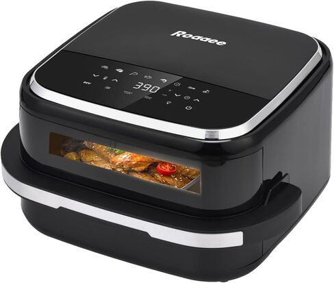 Pizza Oven & Air Fryer, 4.5QT 11-in-1 Flat Airfryer with Superior Top and Bottom Airflow Tech, Digital Display, Large Viewing Window, Grill Plate, Up to 32 Chicken Wings / 11" Pizza Capacity in Saudi Arabia