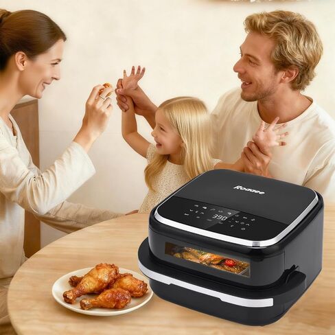 Pizza Oven & Air Fryer, 4.5QT 11-in-1 Flat Airfryer with Superior Top and Bottom Airflow Tech, Digital Display, Large Viewing Window, Grill Plate, Up to 32 Chicken Wings / 11" Pizza Capacity in Saudi Arabia