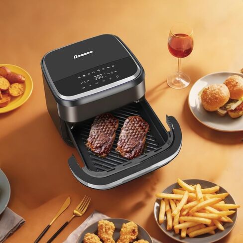 Pizza Oven & Air Fryer, 4.5QT 11-in-1 Flat Airfryer with Superior Top and Bottom Airflow Tech, Digital Display, Large Viewing Window, Grill Plate, Up to 32 Chicken Wings / 11" Pizza Capacity in Saudi Arabia