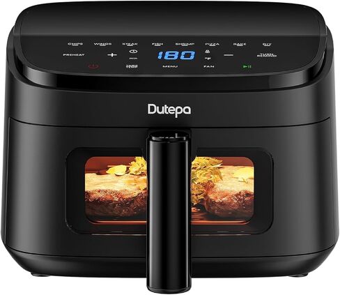 مقلاة هوائية 8 في 1، مقلاة هوائية سعة 4.5 كيو تي، موفرة للمساحة ومدمجة مع محرك بتيار مستمر، طهي سريع ومقرمش، سرعة مروحة قابلة للتعديل، زيت أقل بنسبة 95% لوجبات عائلية صحية، آمنة للاستخدام في غسالة الأطباق in Kuwait