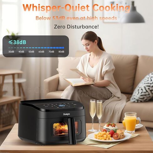 مقلاة هوائية 8 في 1، مقلاة هوائية سعة 4.5 كيو تي، موفرة للمساحة ومدمجة مع محرك بتيار مستمر، طهي سريع ومقرمش، سرعة مروحة قابلة للتعديل، زيت أقل بنسبة 95% لوجبات عائلية صحية، آمنة للاستخدام في غسالة الأطباق in Kuwait