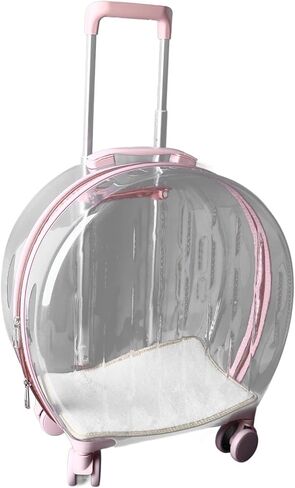 حقيبة عربة القطط شفافة قابلة للتنفس وموفرة للعمالة وتتحرك صامتًا في الهواء الطلق حامل الحيوانات الأليفة المتدحرج للاستحمام وزيارات الطبيب in Kuwait