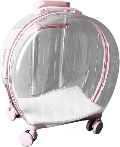 حقيبة عربة القطط شفافة قابلة للتنفس وموفرة للعمالة وتتحرك صامتًا في الهواء الطلق حامل الحيوانات الأليفة المتدحرج للاستحمام وزيارات الطبيب in Kuwait