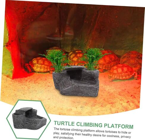 VICASKY Turtle Basking Platform Resin Climbing Rock for Reptiles and Aquariums Durable Basking Ramp for Tortoises Habitat Decor and Exercise Space for Pets in Saudi Arabia