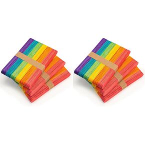 WISYOK 120 Pcs 6" Colored Jumbo Wooden Craft Sticks, Rainbow Wooden Popsicle Sticks, Wide Lollipop Sticks, Treat Sticks Ice Pop Sticks fir Creative Designs or Kids Education, Home Art Projects in Kuwait