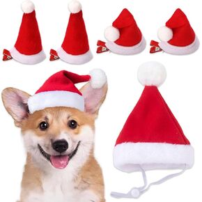 5 قطعة قبعة سانتا عيد الميلاد مشبك شعر إكسسوار شعر للحفلات قابل للتعديل حزام الذقن كلب صغير القط الحيوانات الأليفة لوازم الديكور in Kuwait