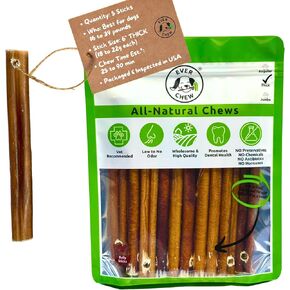 EverChew | Premium 6" Low-Odor Bully Stick Refill Packs – Free-Range, Grass-Fed, 100% Beef | 6" Thick - 10 Pack in Saudi Arabia