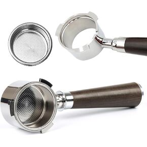 51mm Bottomless Portafilter for Delonghi ECP3420, EC155, BCO430, EC260 | 2 Ears Stainless Steel with Walnut Handle & Double Shot Basket(51MM used onDelonghi ECP3420/EC155 | 2 Ears) in Saudi Arabia