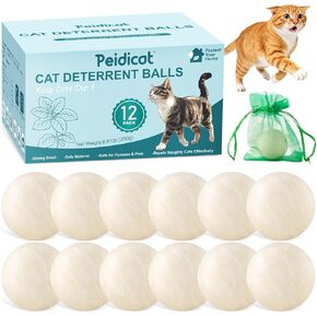 كرات بيضاء طاردة للقطط للاستخدام الخارجي والداخلي، كرات بيضاء طاردة طبيعية تمنع القطط من خدش الأثاث ومضغ الكرات طويلة الأمد (12 عبوة) in Kuwait